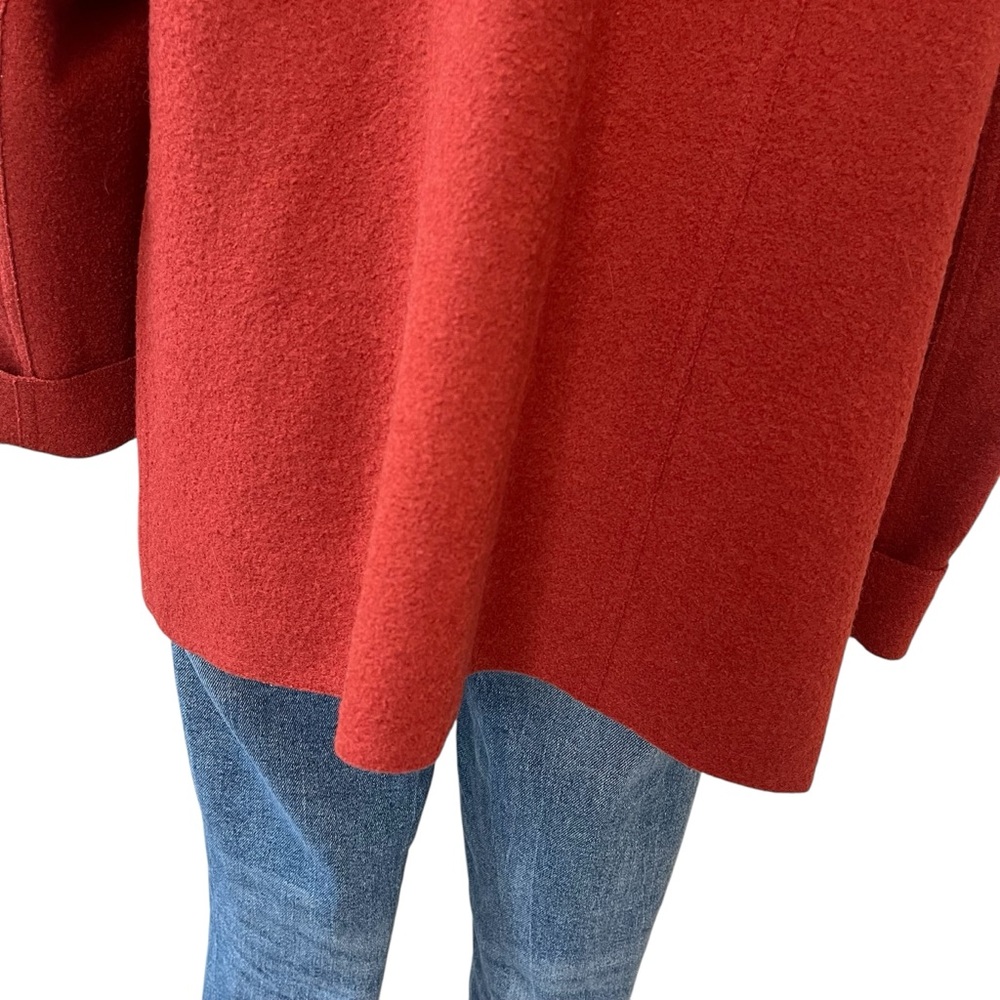 Vintage handmade rust wool felt coat button down M zip pockets - Picture 9 of 12